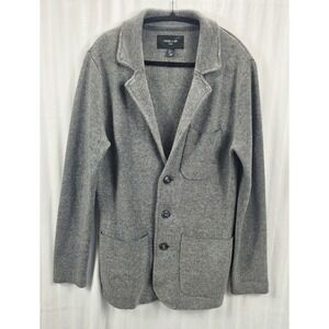 Porter & Ash Mens Gray Lambswool Blend Knit Blazer Jacket Small Notch Lapel S